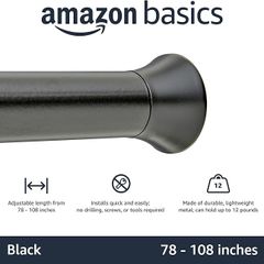 Amazon Basics Tension Curtain Rod, Adjustable 198-274 cm - Black