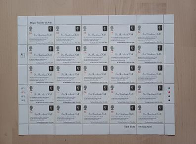 BRITISH 1st Class Stamps (Sheet of 25, Sir Rowland Hill, Royal Society of Arts 2004)