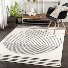Nairobi Geometric Rug - Scandi Area Rugs Living Room, Dining, Kitchen - Modern Aztec Abstract Rugs for Bedroom - Berber Boho Rug Style, Easy Care - Large Rug 130x170cm Ivory, Black and Cream Rug (FREE POSTAGE)