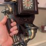 Vintage Style Wooden Wall Clock and Telephone Image 3