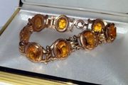 Vintage K&amp;L 14ct Gold &amp; Amber Bracelet