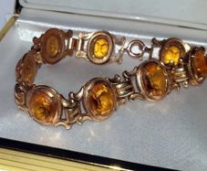 Vintage K&L 14ct Gold & Amber Bracelet