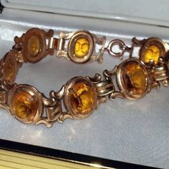 Vintage K&L 14ct Gold & Amber Bracelet