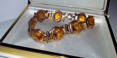 Vintage K&L 14ct Gold & Amber Bracelet
