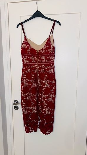 New Look Premium Red Nude Lace Midi Dress