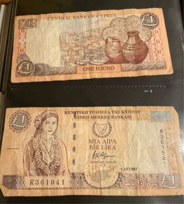 Orange Bank of Cyprus one pound note 1997 and 1998