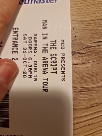 the script concert 31st oct 2 tickets