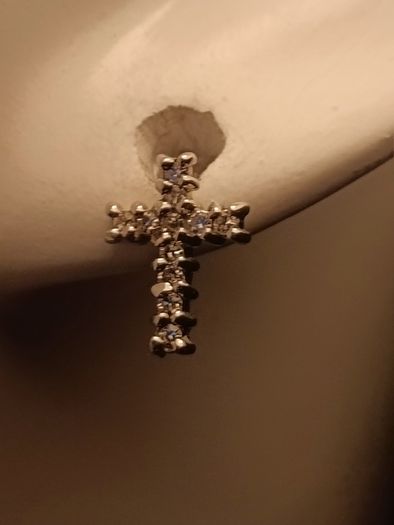 Petite White Gold Diamond set Cross stud Earrings