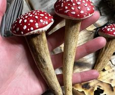 Irish Deer Antler and Amanita Muscaria Mushroom Plant Decoration