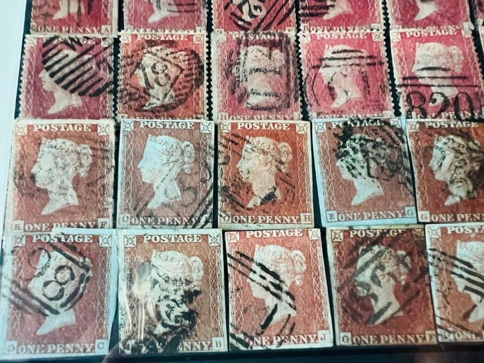 Great Britain 1841-1879 Queen Victoria 1d Penny red 46 stamps lot