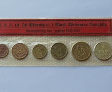 Germany 1924 coins set incl silver 1 mark | original post WWI