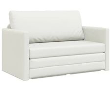Folding Sofa Bed White 124 x 71 x 78 cm Faux Leather