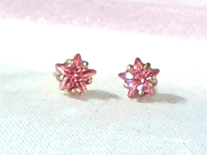 BN White Gold Pink Sapphire Star Studs