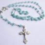 Vintage Rosary with Blue Crystal Beads length 15" Image 9