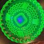 Antique 20th Century Green Uranium Glass Inverted Thistle Bowl UV Reactive  Description Image 7