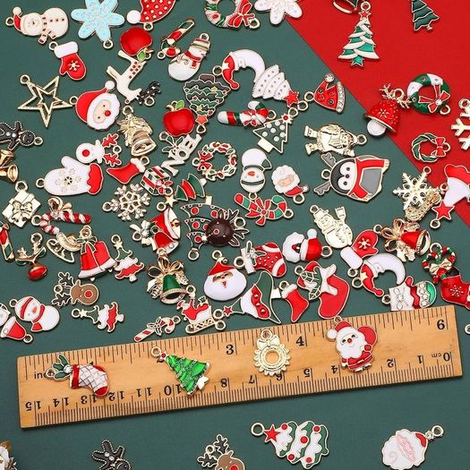 FREE SHIPPING 110Pcs Christmas Gold Enamel Charms DIY Jewelry Making Charms Pendants for Bracelet Necklace Earring Craft Supplies