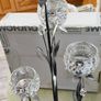 4-arm Flower  crystal tealight candle holder with a metal stand. Image 2