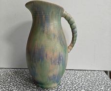 Stunning Art Deco Blue  Green Vase Pitcher Jug Shorter and Sons