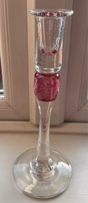Jerpoint Glass candle holder rose colour