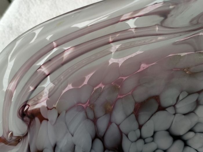 Hand blown curved glass dish