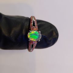 Natural Opal & Orange Sapphire ring silver 925