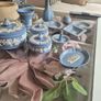Wedgwood blue jasperware vanity set. 11 pieces Image 3