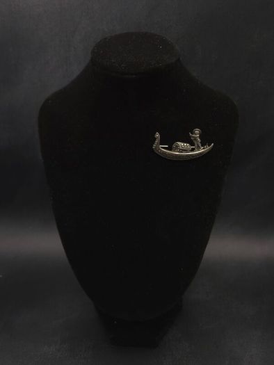 Vintage 925 Sterling Silver & Marcasite Gondola Brooch