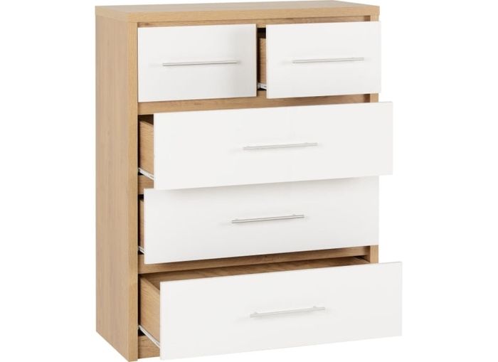 Seville White and Oak Wardrobes (X2) and Chest of Drawers (X1)