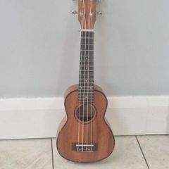 Soprano Ukulele, Cascha premium. Model HH 2024, Mahogany 21". Also folding music stand with carry bag.