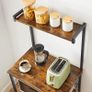 Kitchen shelf, standing shelf with 3 shelves, with 6 S-shaped hooks, industrial design, for microwave, cooking utensils, spices, pots and pans, vintage brown-black Image 5