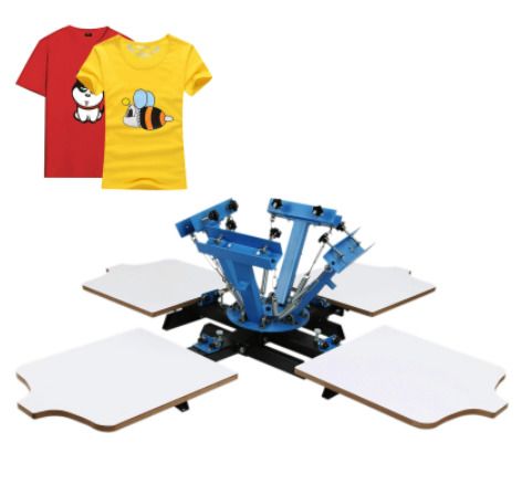 Screen Printing Machine 17.7x21.7Inch Screen Printing Press 4 Color 2 Station Silk