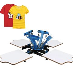 Screen Printing Machine 17.7x21.7Inch Screen Printing Press 4 Color 2 Station Silk