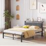 Double Bed Frame with Storage Headboard, 4ft6 Metal Upholstered Platform Bed Frame Double Bed/Under Bed Storage/No Box Spring Needed, Dark Gray Image 6