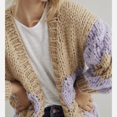 Anthropologie X Free People Cozy Clouds Style Chunky Texture Striped