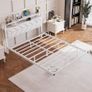 4ft6 Floating Double Bed Frame Upholstered Platform Bed with Storage Shelf Headboard,Charging Station/LED Lights,Metal Slat Support/Noise Free,No Box Spring Needed,135x190 Double Size,White Image 9