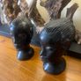 Antique Pair Ebony Tribal Heads Image 3