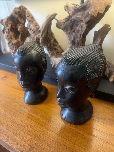 Antique Pair Ebony Tribal Heads