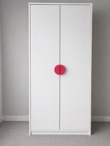Kids Wardrobe IKEA in white with pink handles
