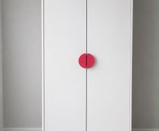 Kids Wardrobe IKEA in white with pink handles
