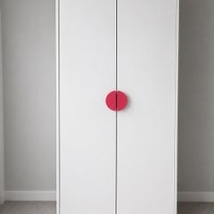 Kids Wardrobe IKEA in white with pink handles