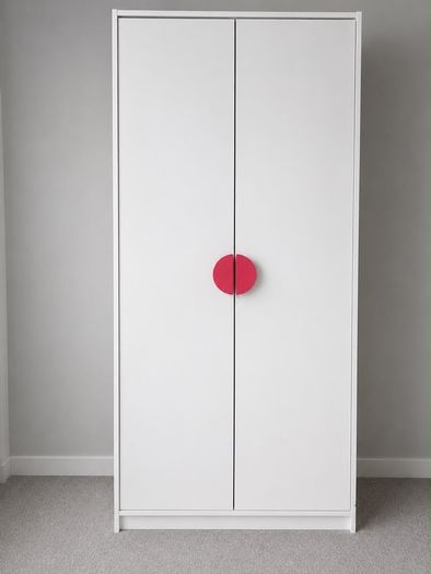 Kids Wardrobe IKEA in white with pink handles