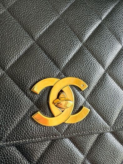 chanel rare vintage caviar Single Flap 24k Gold Plated