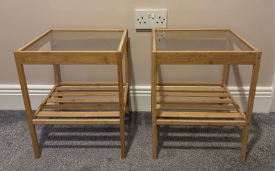 2 Wood and Glass Side Tables/Bedside Tables