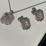 Sterling silver Jewellery set Pendant and earrings White & Pink Cubic Zirconia in Two Tone Image 3