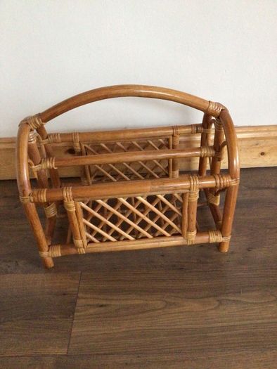 Bamboo Cane vintage 70s Magazine rack