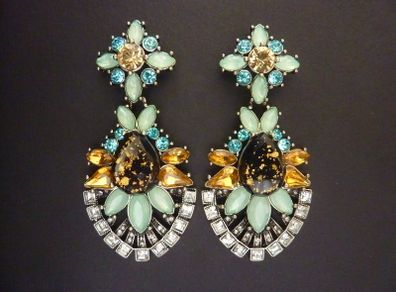 Art Deco Vintage Style Ebony Crystal Drop Earrings