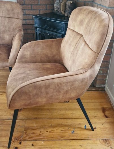 Pair of Great Condition EZ Living "Monet" Gold Velvet Chairs