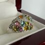 Silver Multi-Tourmaline & White Zircon Cluster Ring Image 6