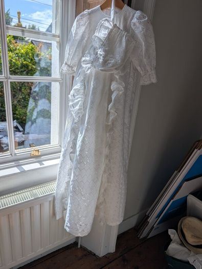 Full eyelet embroidery christening gown