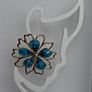 Gold & Teal Sakura Blossom Floral Statement Earrings Image 4